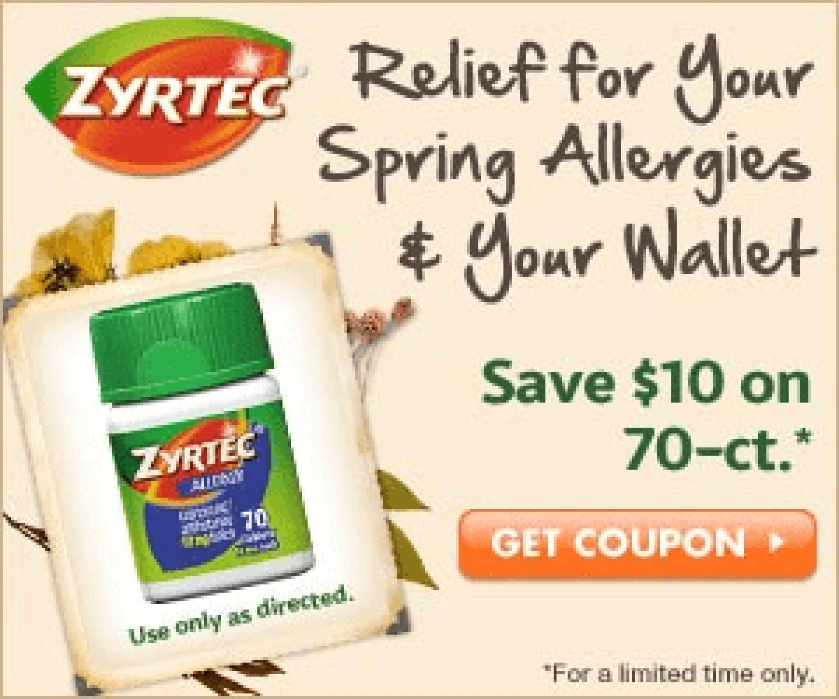$10 off Zyrtec Allergy Coupon