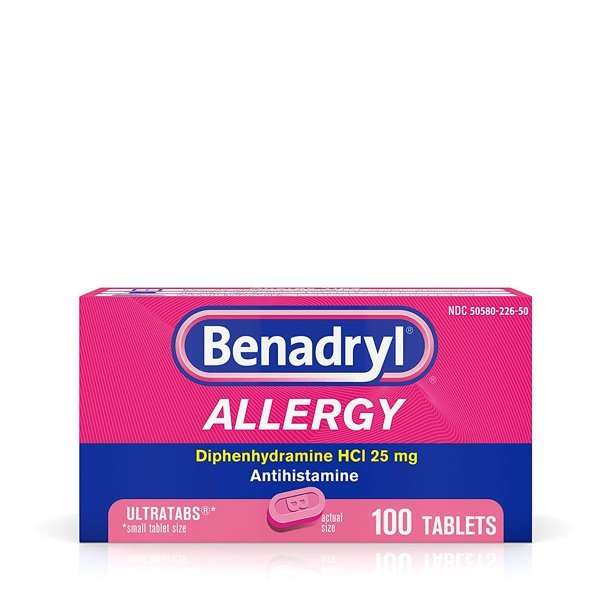 5 Pack Benadryl Allergy 25 Mg Ultratab 100 Tablets Each ...