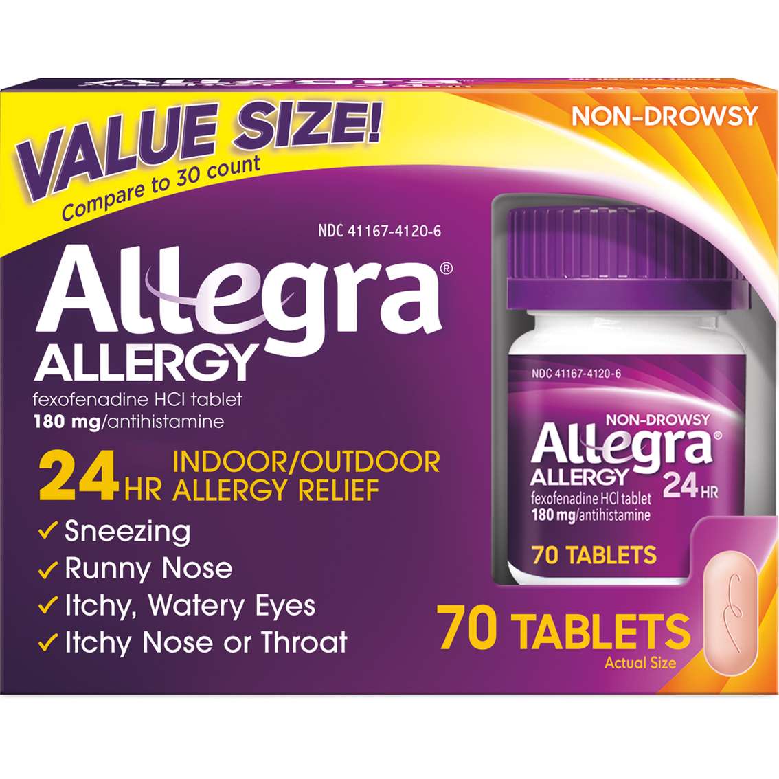 Allegra Allergy 24 Hour Caplets, 70 Ct.