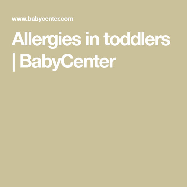 Allergies in toddlers