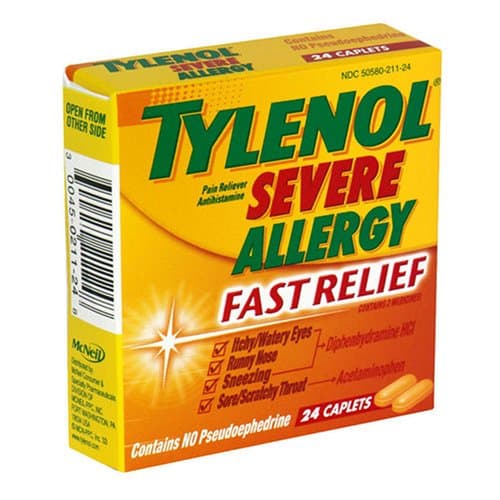 Amazon.com : Tylenol Severe Allergy Antihistamine &  Pain Relief Caplets ...