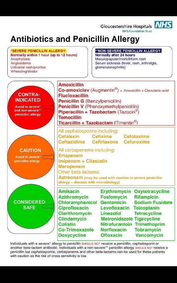 Antibiotics Penicillin Allergy poster .. what to avoid if ...