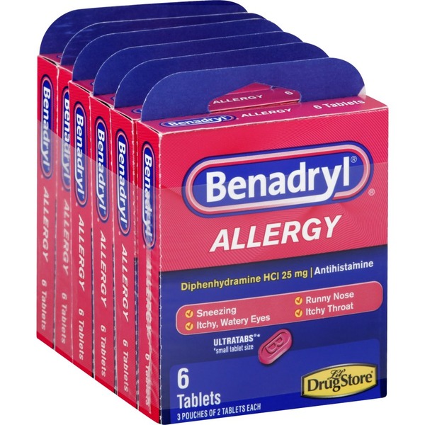 Benadryl Allergy, 25 mg, Tablets (6 each)