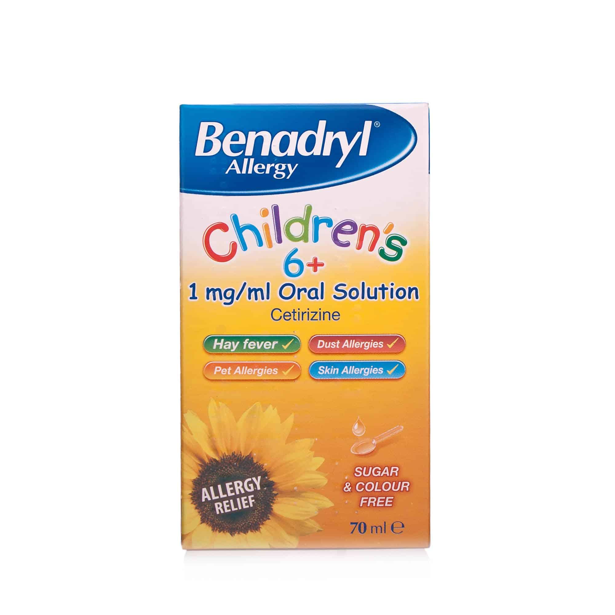 Benadryl Allergy Childrenâs 6+ 1mg/ml Oral Solution (70ml Bottle ...