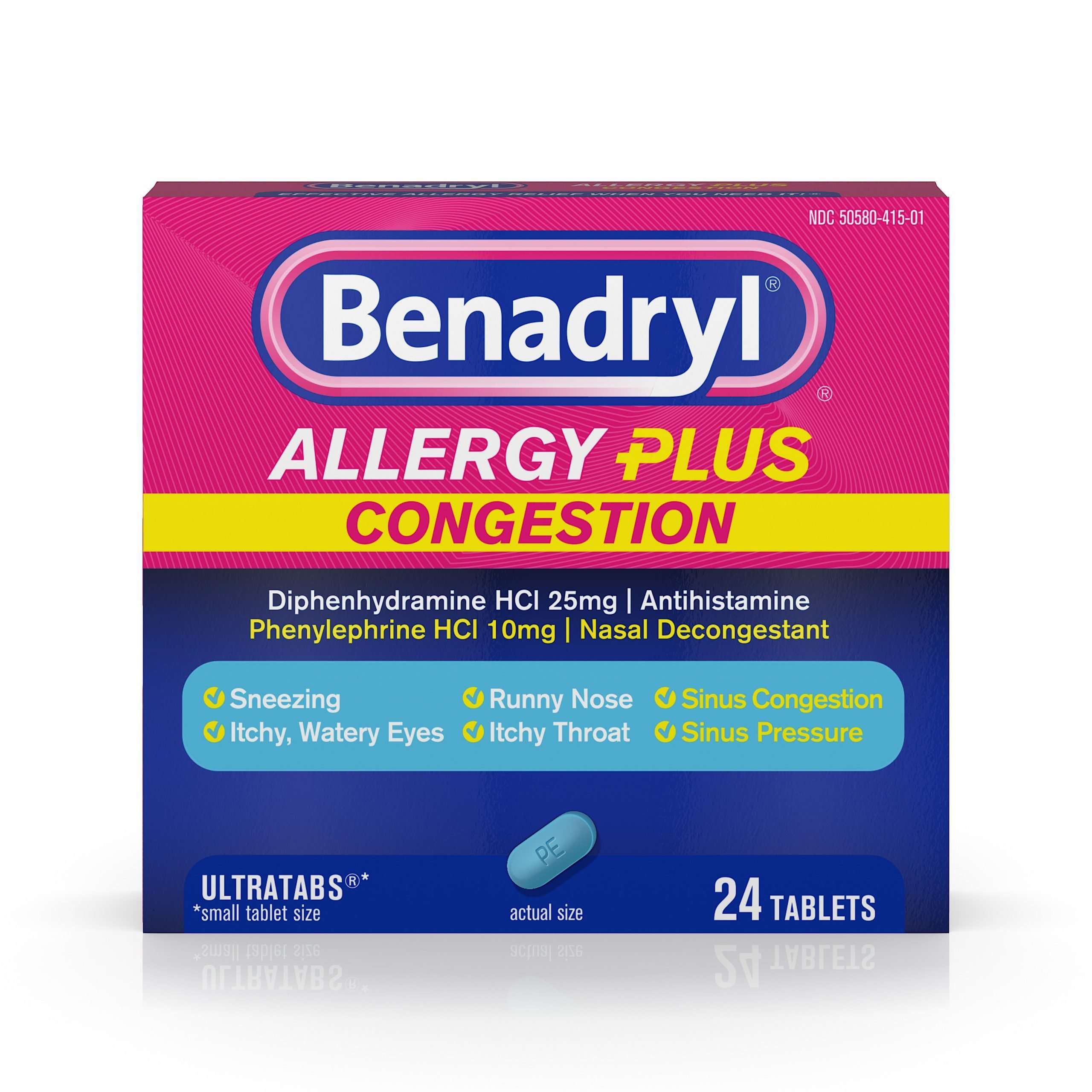 Benadryl Allergy Plus Congestion Ultratabs, Nasal ...