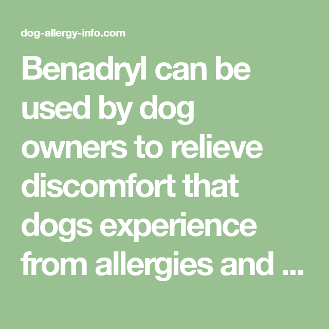 Benadryl can be used by dog owners to relieve discomfort that dogs ...
