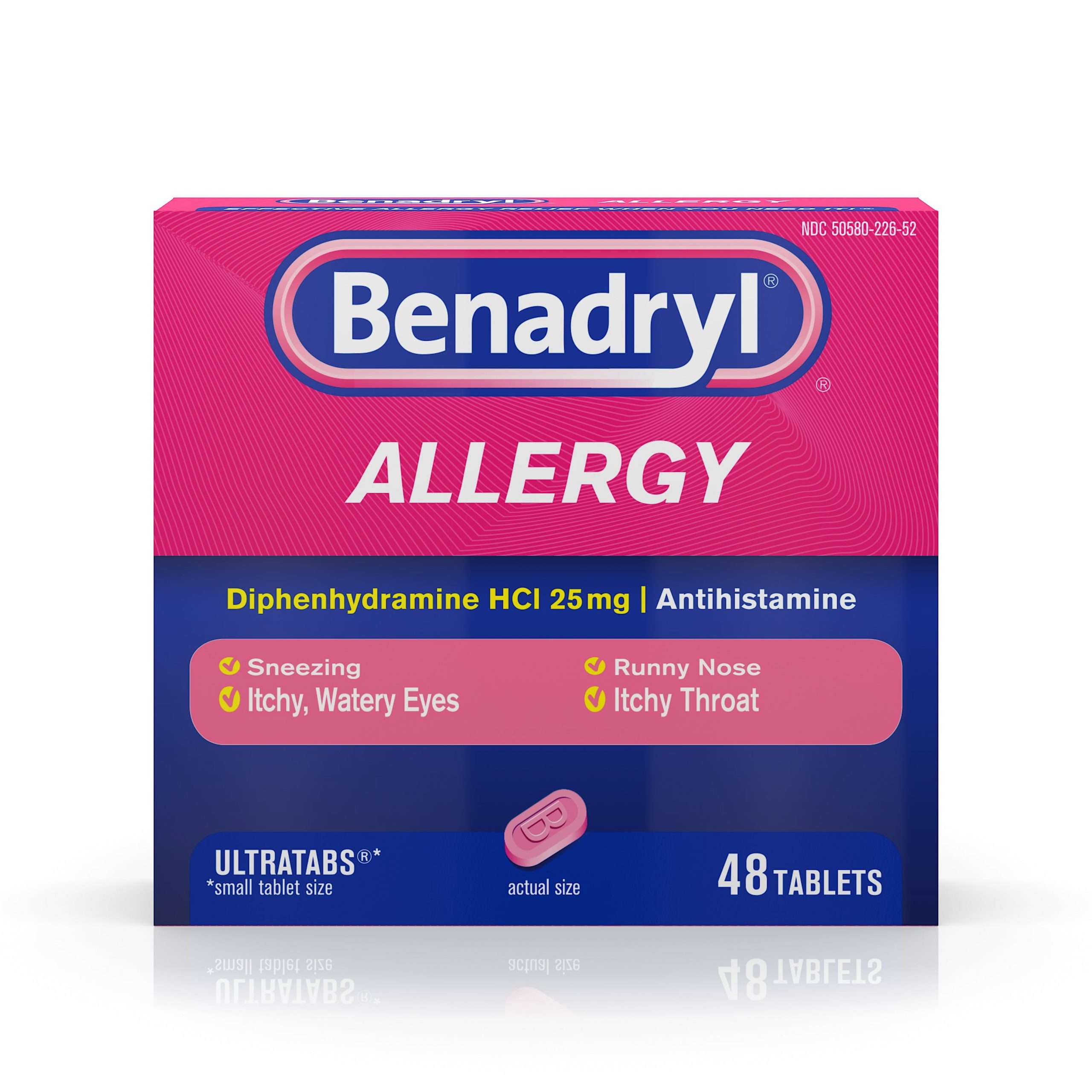 Benadryl Ultratabs Antihistamine Allergy Medicine Tablets, 48 ct ...