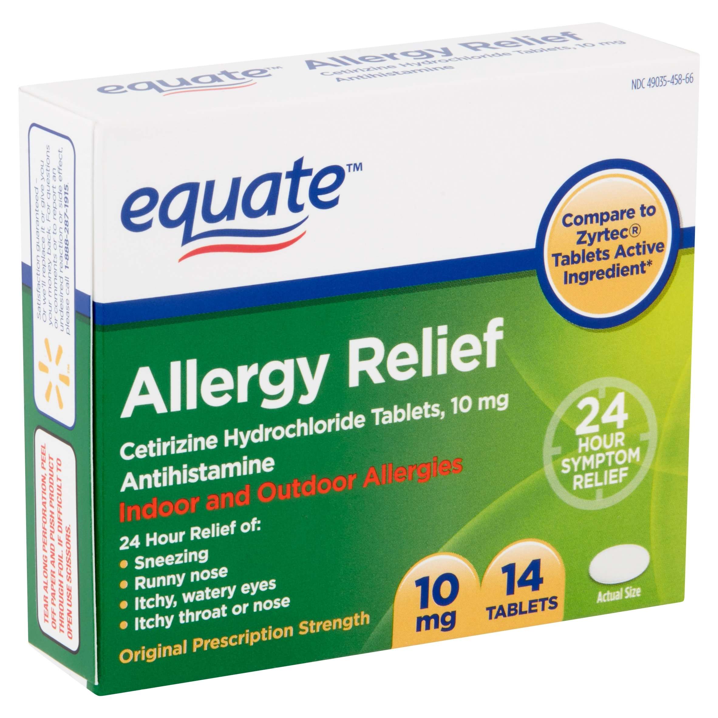 Equate Allergy Tablets, 10 mg, 14 Count