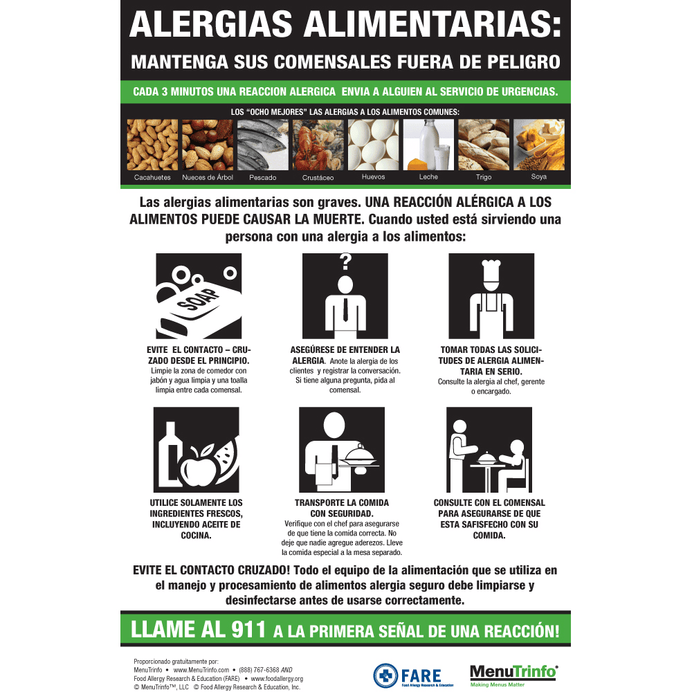 Food Allergy Poster (Spanish)