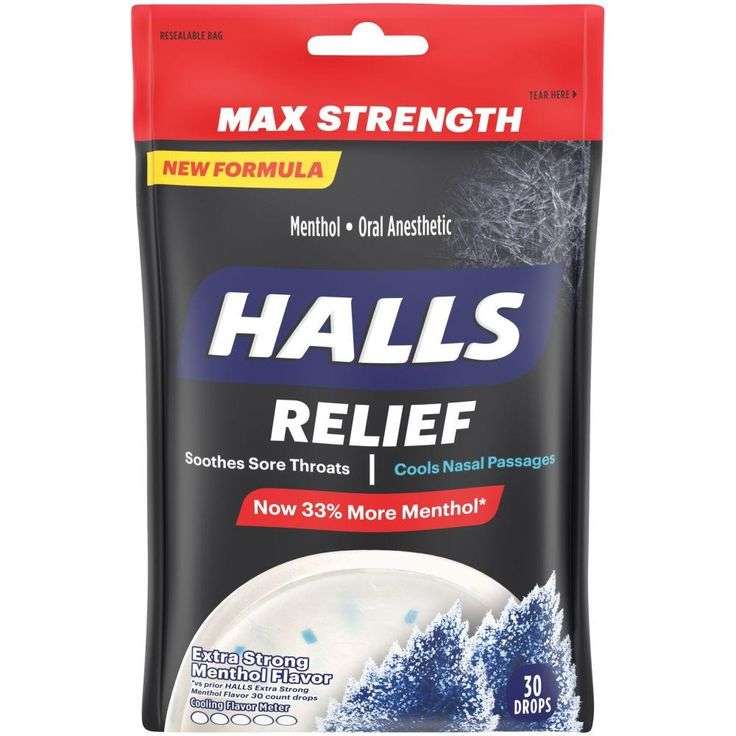 Halls Cough Drops, Extra Strong Menthol