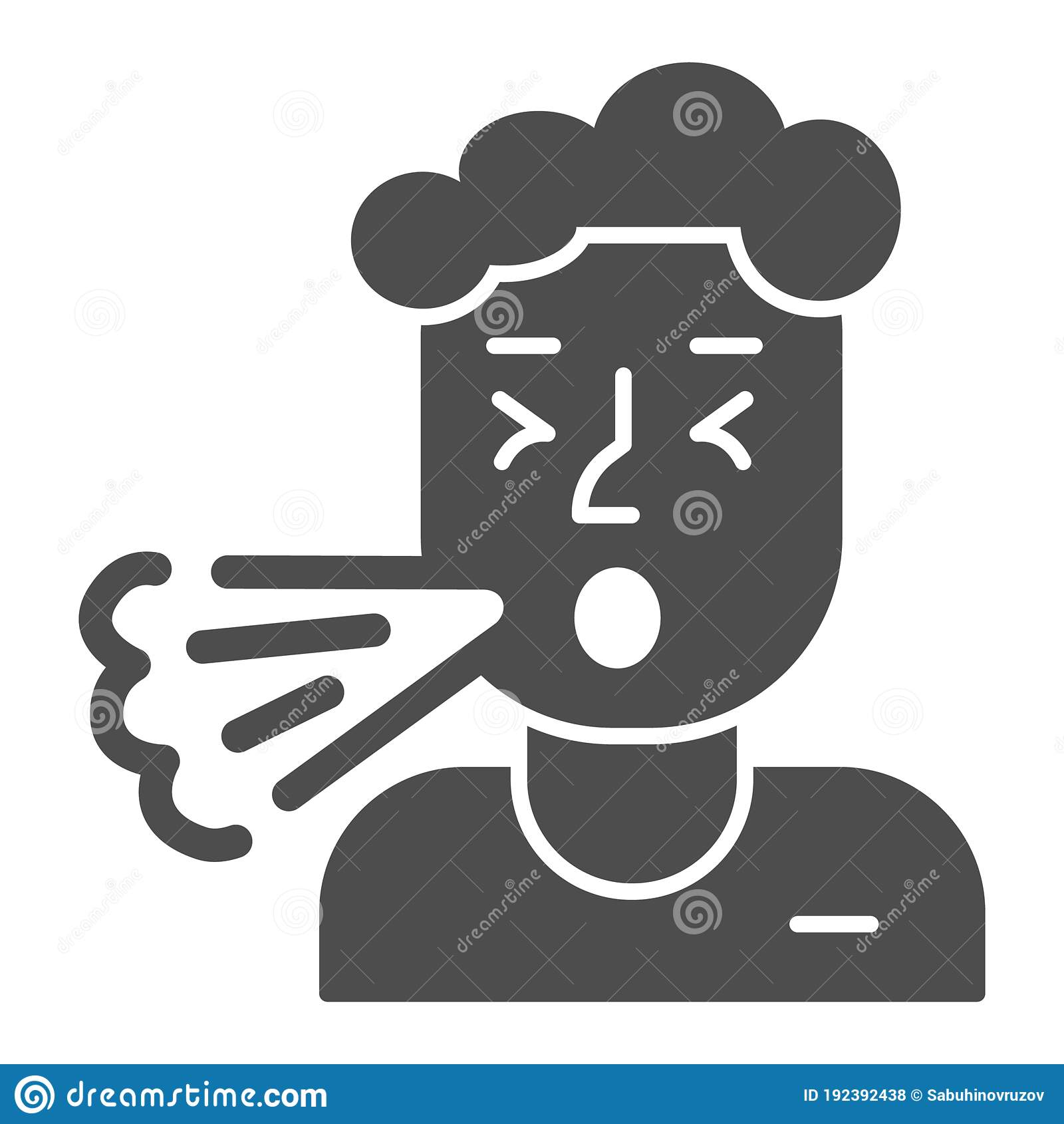 Man Coughing Solid Icon, Allergy Concept, Cough Sign On White ...