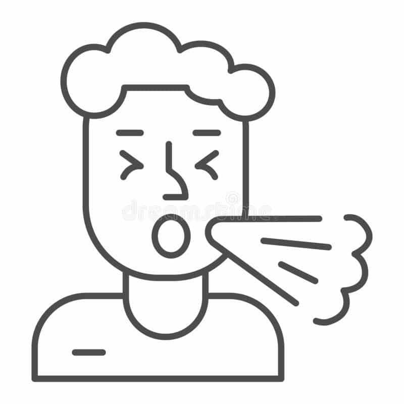 Man Coughing Thin Line Icon, Allergy Concept, Cough Sign On White ...