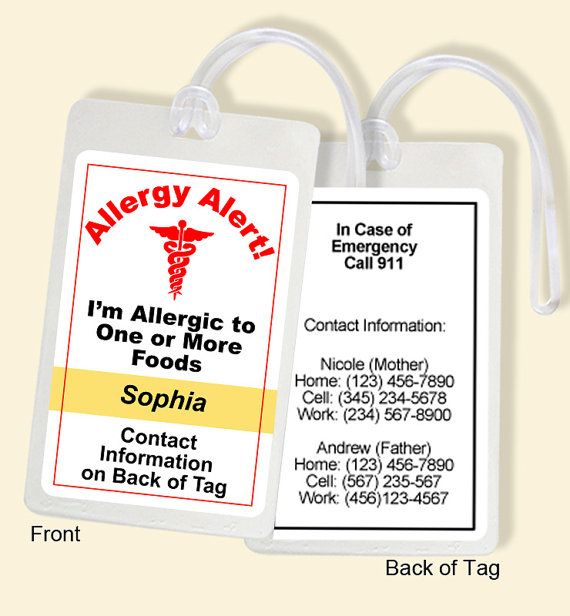 Personalized Allergy Alert Bag Tag by AllergyTagsAndMore on Etsy, $8.50 ...