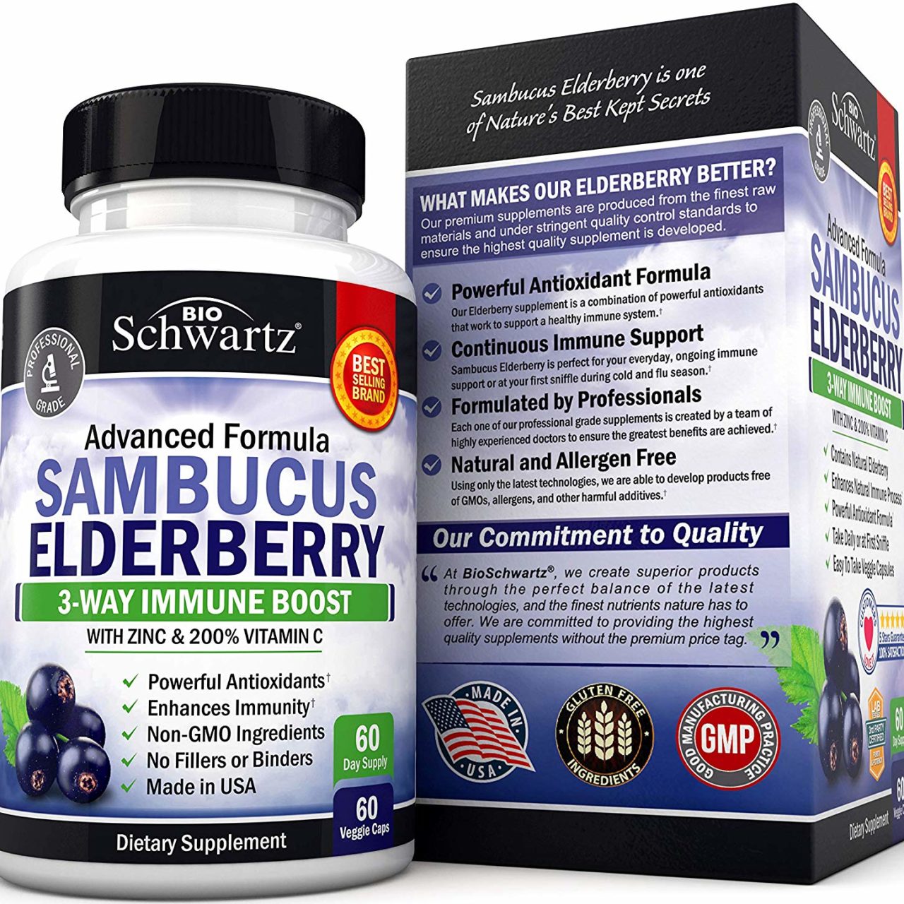 Sambucus Elderberry Capsules with Zinc &  Vitamin C