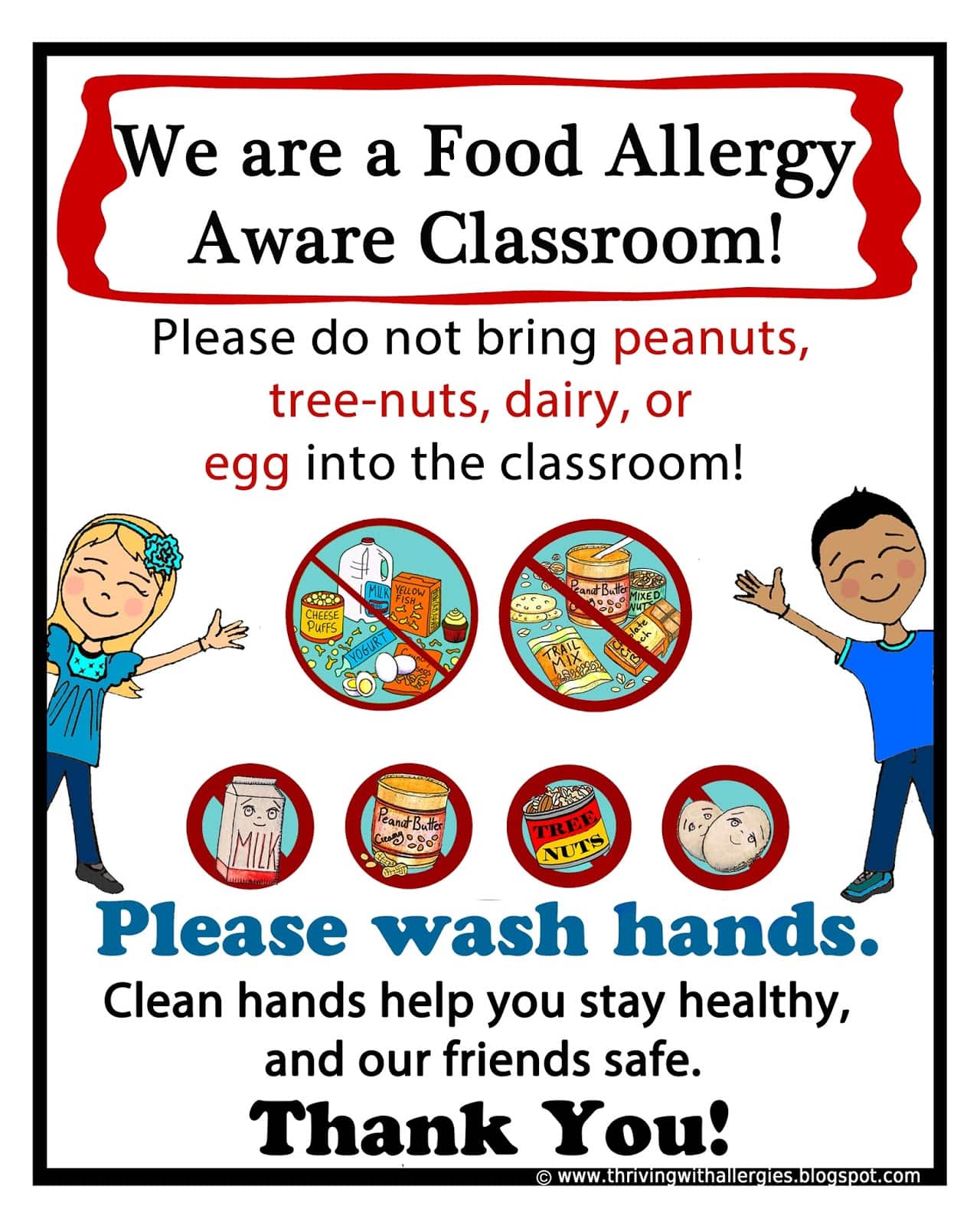 Thriving With Allergies: Food Allergy Alert Daycare/School Handouts and ...