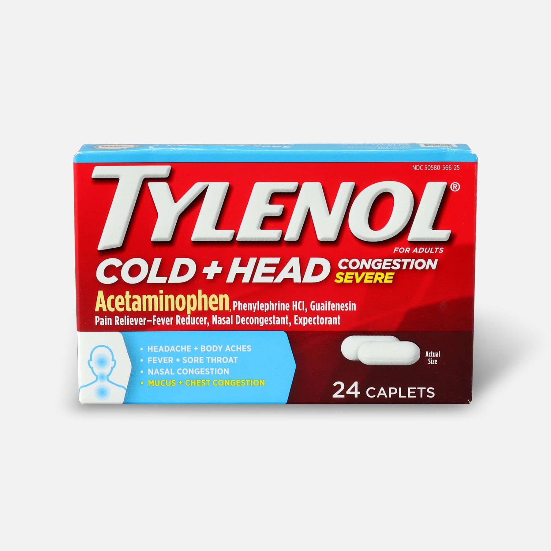Tylenol Cold Head Congestion Severe Medicine Caplets 24 Ct