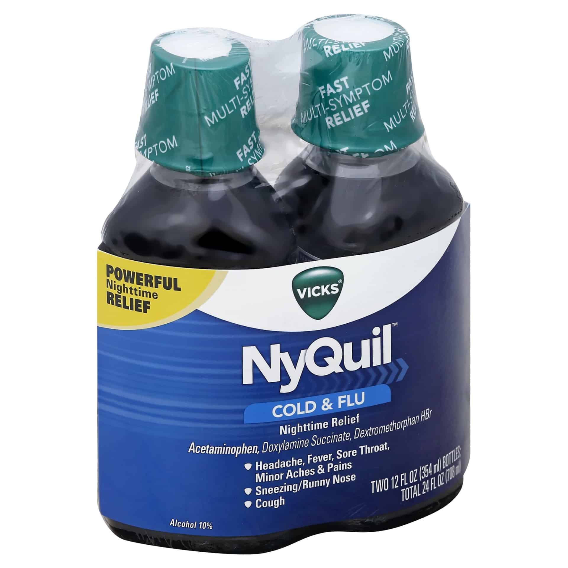 Vicks Nyquil, Nighttime Cold &  Flu Symptom Relief, Relives Aches, Fever ...