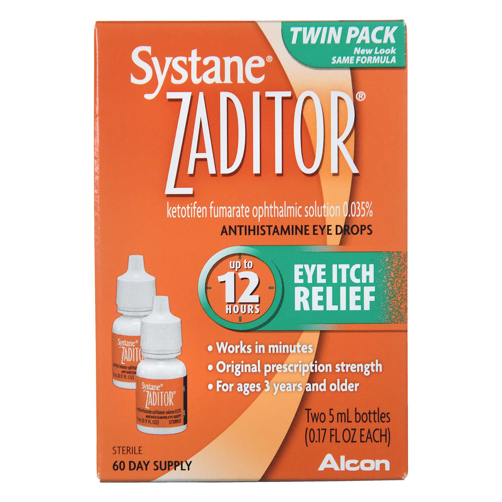 Zaditor Antihistamine Eye Drops, Allergy Symptom Relief, 5 ml, 2 Pack ...