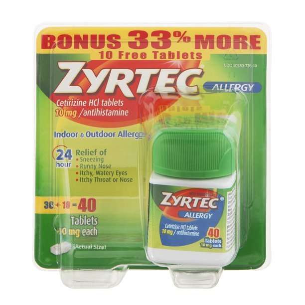 Zyrtec 24 Hour Allergy Relief Tablets, 40 Ct