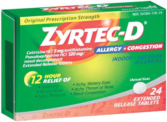 Zyrtec D 12 Hour Allergy + Congestion Extended Release ...